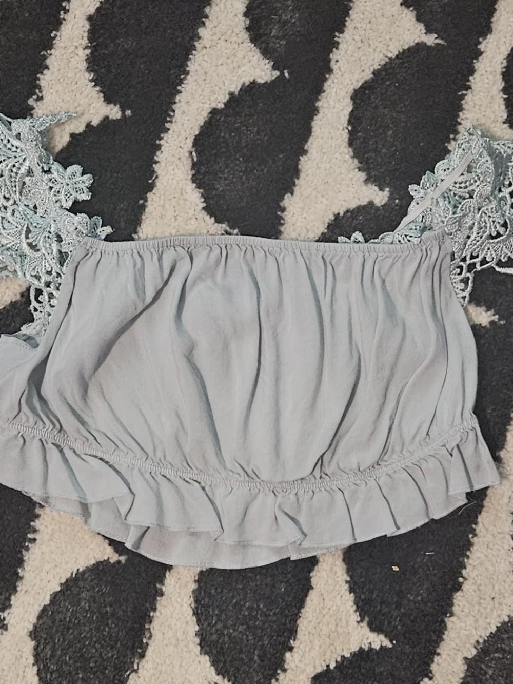 Tobi Light Blue Off-the-shoulder Crop Top